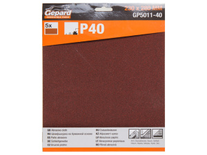 Шлифлист 230х280мм Р400 бум.осн. 5шт. GEPARD (GP5011-400), арт.GP5011-400