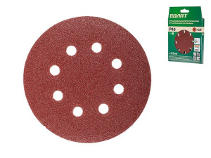 Шлифлист 125мм круг Р 40 д/дерева 8 отв. 10шт. ВОЛАТ (80010-40)