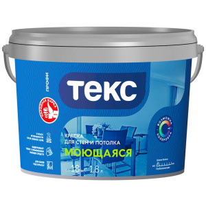 Краска для стен и потолка МОЮЩАЯСЯ/ПРОФИ (A) 1,8л (1шт) ТЕКС 700000431