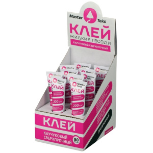 Клей каучуковый Жидкие Гвозди MasterTeks ProfiMaster 200 кг/м2 сверхпрочный 80 гр прозрачный (10) 9753128