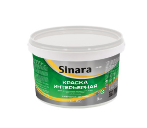 Sinara Краска водно-дисперсионная на акриловой основе для внутренних работ. Интерьерная, супер белая 3кг SP 009 Спектр Плюс