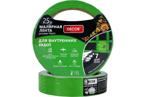 Малярная лента DЕCOR 38 мм х 25 м, зелен., для внутр. работ (63шт/уп) 792-3825 Намерение