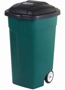 Бак для мусора 105 л на колёсах (темно-зеленый/черный) арт. 424 (1шт)