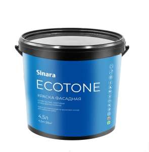Sinara Ecotone Краска фасадная супер белая (База А),матовая,атмосферостойкая,ВД на акриловой основе для наружных работ,4,5л Спектр-Плюс SP 063