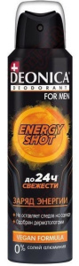 DEONICA FOR MEN Дезодорант ENERGУ SHOT (Vegan Formula), 150 мл (спрей) (6) 46 50056 49264 7 S Арнест