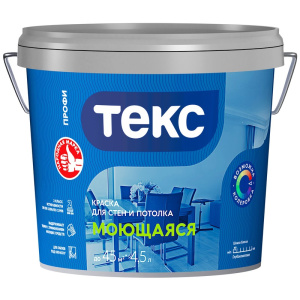 Краска для стен и потолка МОЮЩАЯСЯ/ПРОФИ (A) 4,5л (1шт) ТЕКС 700000437