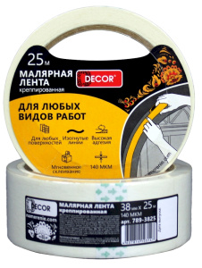 Малярная лента DECOR 19 мм*25 м, креппированная, 140 мкм (135шт/уп) 789-1925 Намерение